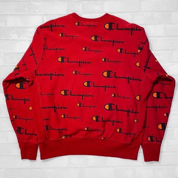 Champion All-Over Print Reverse Weave Crewneck Sweater - Picture 2 of 4